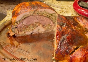 Turducken sliced warm