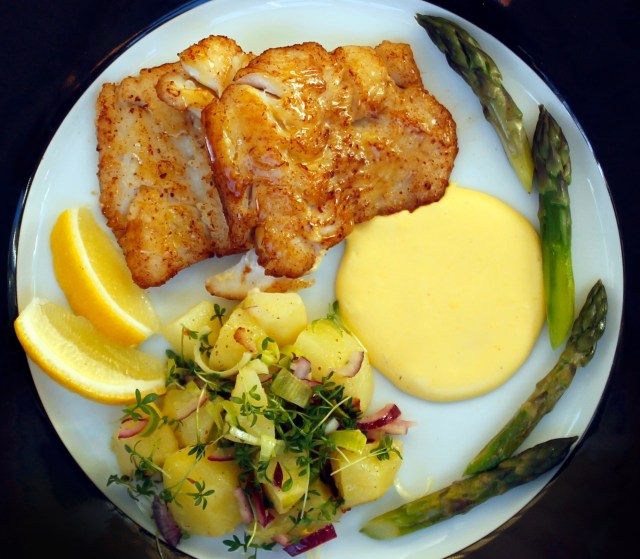 Panfried Haddock with sauce Hollandaise a